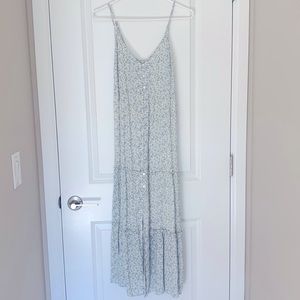 Blue & Green Button-front Midi Dress